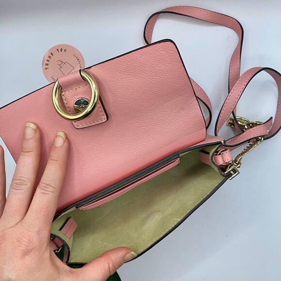Chloe Blush Mini Faye Wallet Chain Leather Crossbody Bag Purse Chloé Micro WOC - Picture 9 of 12